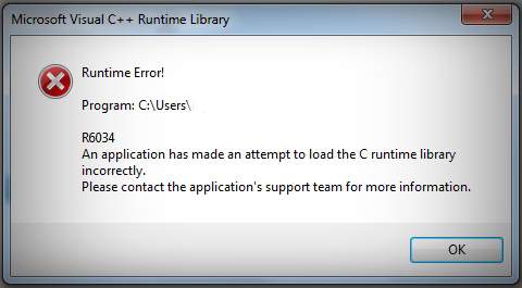 Microsoft Visual C++ Runtime Library Error